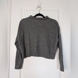 Pilcro Anthropologie Mock-Neck Cropped Cashmere Sweater Gray Size XS